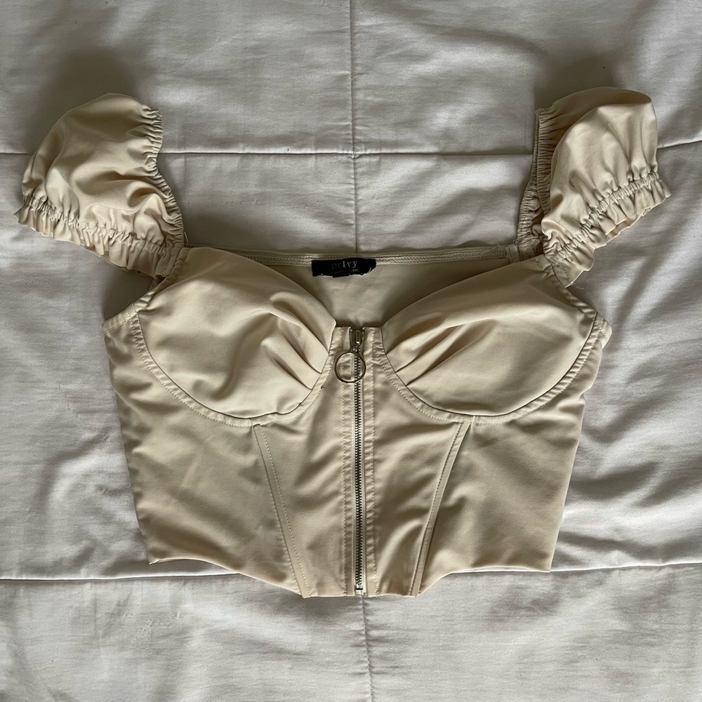 Privy Cream Puff Sleeve Bodysuit